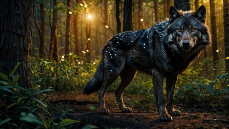 Enchanted Forest Wolf Guardian wallpaper