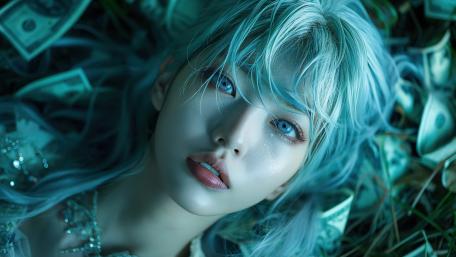 Ethereal Blue Dream Among Falling Riches wallpaper