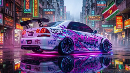 Neon Drift Chaser in Cyberpunk Rain wallpaper