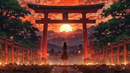 Sunset Shrine Gateway wallpaper