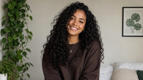 Radiant Curly Haired Smile wallpaper