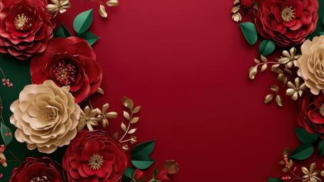 Elegant Crimson Floral Frame wallpaper