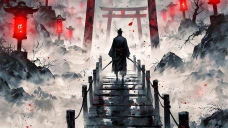 Mystic Ronin at the Torii Gate wallpaper