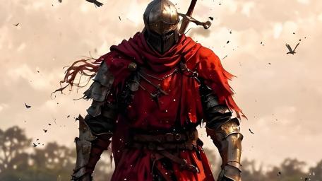 Crimson Knight of the Fallen Realm wallpaper
