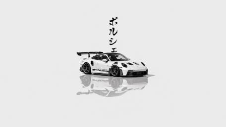 Monochrome Porsche Reflection wallpaper