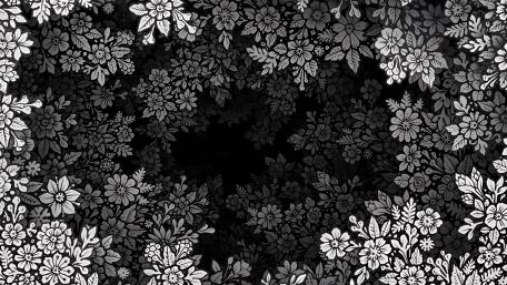 Monochrome Floral Bloom Pattern wallpaper
