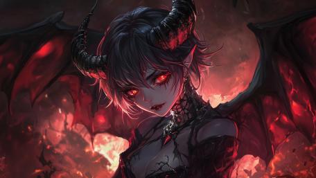 Infernal Succubus With Burning Crimson Eyes wallpaper