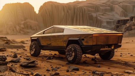 Cybertruck Desert Majesty wallpaper