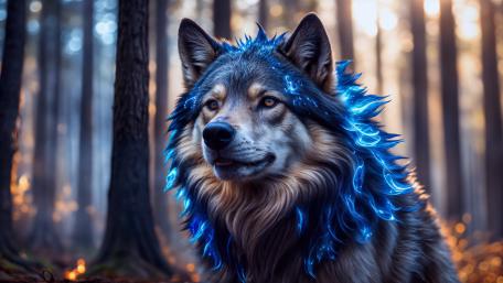Mystic Wolf of the Glowing Forest wallpaper
