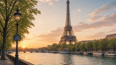 Golden Paris Sunset by the Seine wallpaper