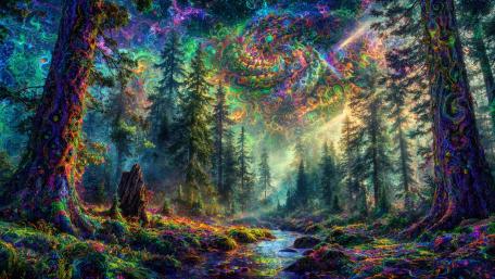 Neon Dream Forest wallpaper