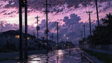 Purple Twilight Street wallpaper