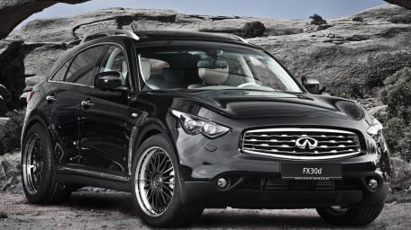 Black Infiniti FX30d Crossover in Rocky Landscape wallpaper