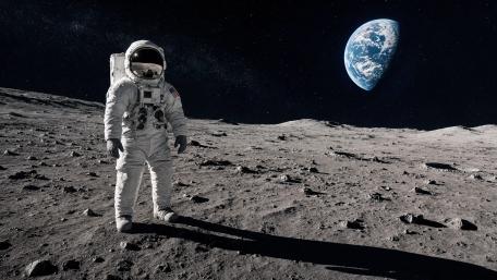 Lunar Solitude Above Earth wallpaper