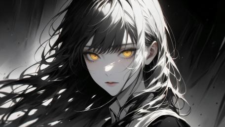 Monochrome Anime Portrait wallpaper