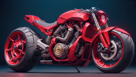 Futuristic Red Custom Motorcycle wallpaper