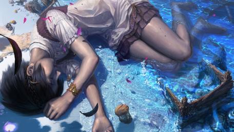 Dreaming Girl in Shattered Waters wallpaper