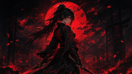 Blood Moon Samurai Queen wallpaper