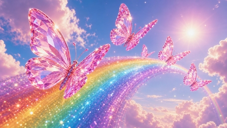 Dreamy Rainbow Butterfly Sky wallpaper