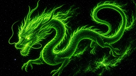 Neon Cosmic Green Dragon wallpaper