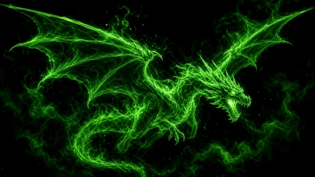 Neon Green Dragon of the Dark Sky wallpaper