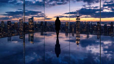 Rooftop Mirror Skyline wallpaper