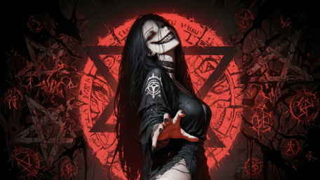 Dark Succubus Summoning in Crimson Shadows wallpaper