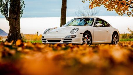 Autumn White Porsche Elegance wallpaper