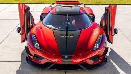 Red Koenigsegg Regera Hypercar Showcase wallpaper