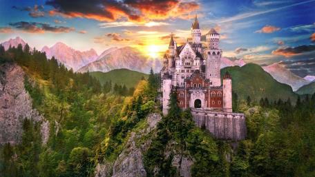 Fairytale Sunset Over Neuschwanstein Castle wallpaper