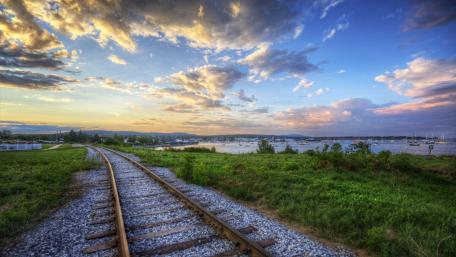 Coastal Rails at Sunset wallpaper