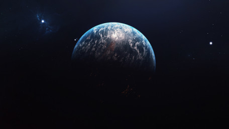 Blue Planet in the Dark Cosmos wallpaper