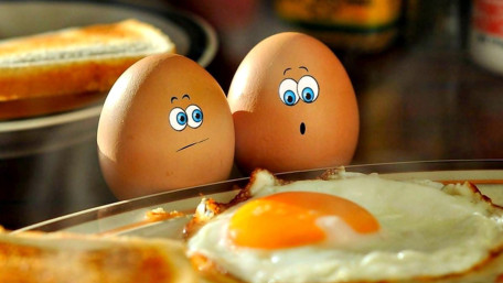Breakfast Surprise with Funny Egg Faces wallpaper