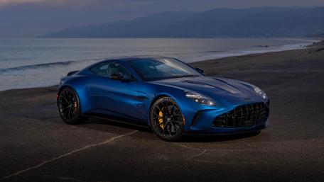 Blue Aston Martin Vantage by the Shore wallpaper