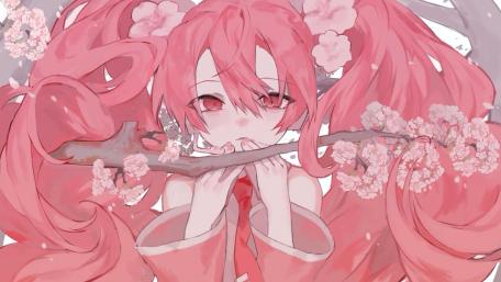 Pink Sakura Dream with Hatsune Miku wallpaper