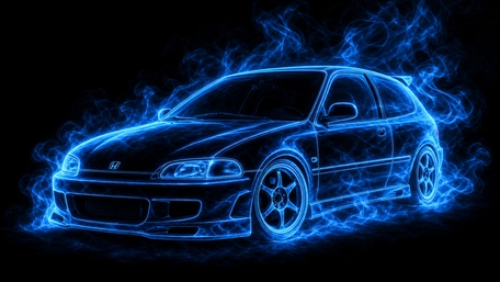 Neon Blue Honda Civic Glow wallpaper