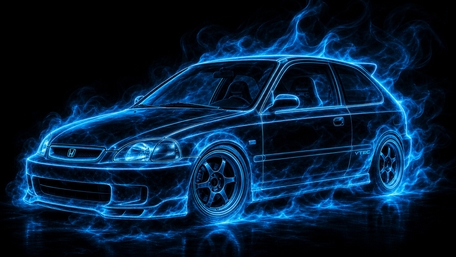 Neon Blue Honda Civic Glow wallpaper