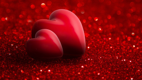 Glowing Red Hearts of Romance wallpaper