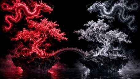 Yin Yang Dragon Isles wallpaper