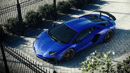 Blue Lamborghini Aventador SV wallpaper