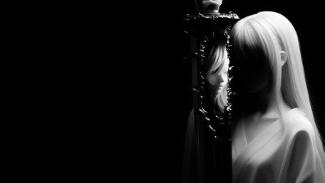 Noir Reflection of the Faceless Anime Girl wallpaper