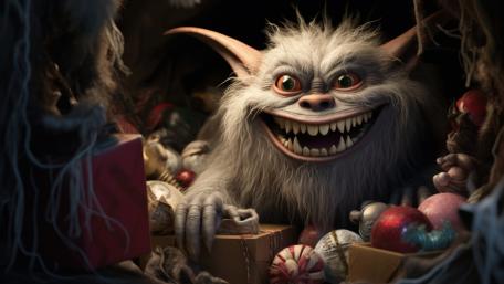 Creepy Christmas Gremlin in the Gift Cave wallpaper