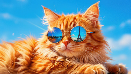 Parisian Ginger Cat in Sunglasses wallpaper
