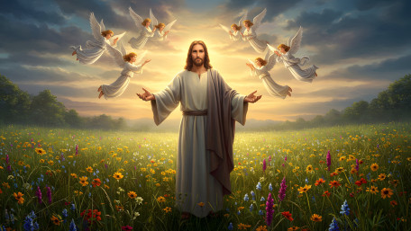 Divine Blessing in the Meadow wallpaper