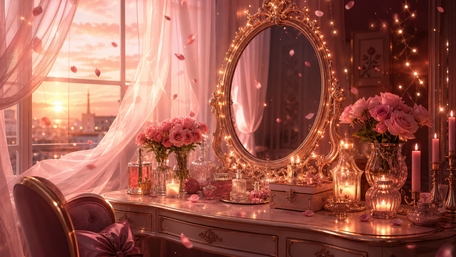 Romantic Sunset Vanity Glow wallpaper