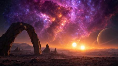 Twin Sun Desert World wallpaper