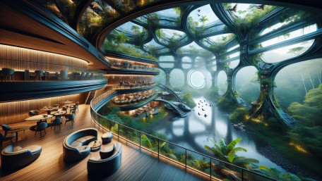 Solarpunk Luxury Resort in a Living Future wallpaper