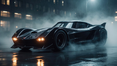 Midnight Supercar on Rainy Streets wallpaper