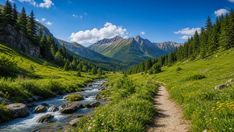 Alpine Meadow River Trail wallpaper