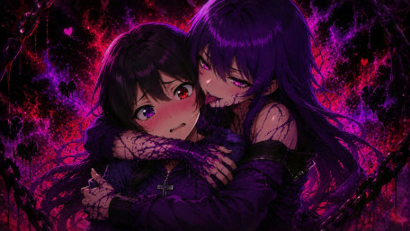 Gothic Obsession in Violet Shadows wallpaper